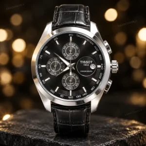0d521e74-b6d6-4bbe-9fb9-10dce79c1a06 ساعت تیسوت 1853 قاب نقره ای و صفحه مشکی | Tissot 1853 Silver Black Chronograph Watch | قفل پروانه ای استیل