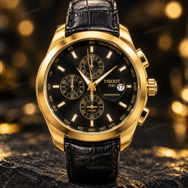 ساعت تیسوت 1853 مردانه | Tissot 1853 Classic Black & Gold | قاب طلایی و بند چرم مشکی