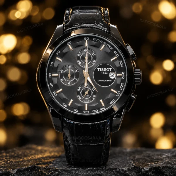 ساعت تیسوت 1853 قاب مشکی و صفحه مشکی | Tissot 1853 All Black Chronograph Watch | قفل پروانه ای استیل